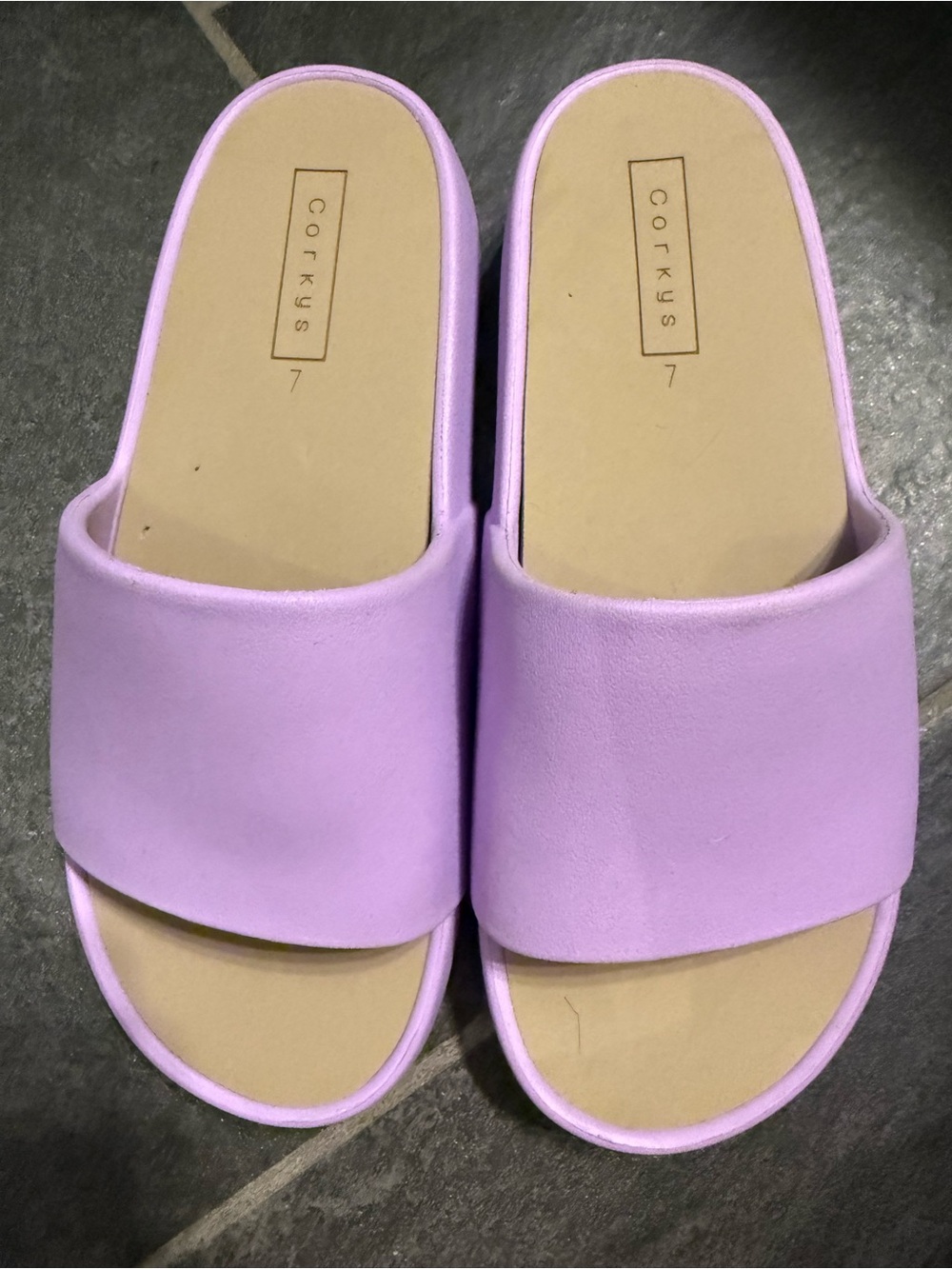 Corkys Lavender Slide Mules